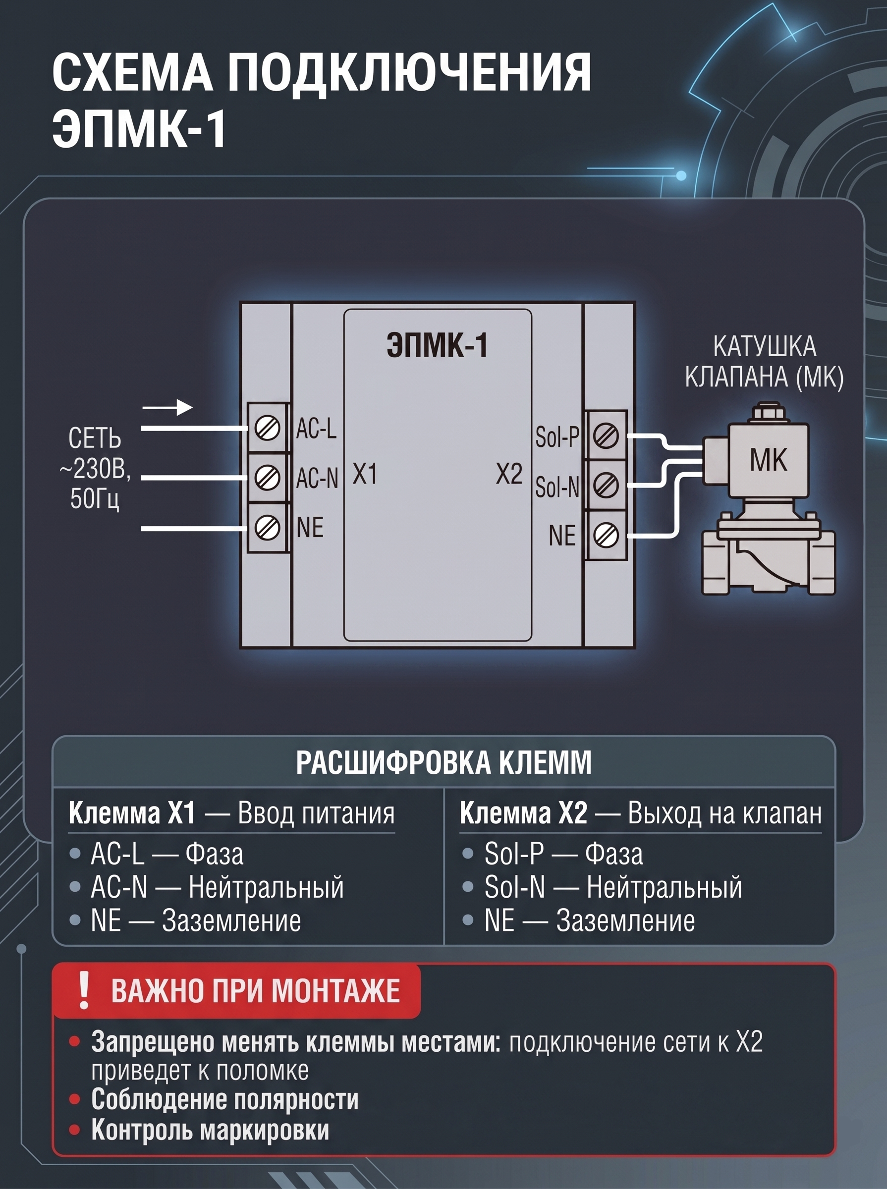 ЭМПК-1-220-3 Энергосберегающее устройство электромагнитного клапана