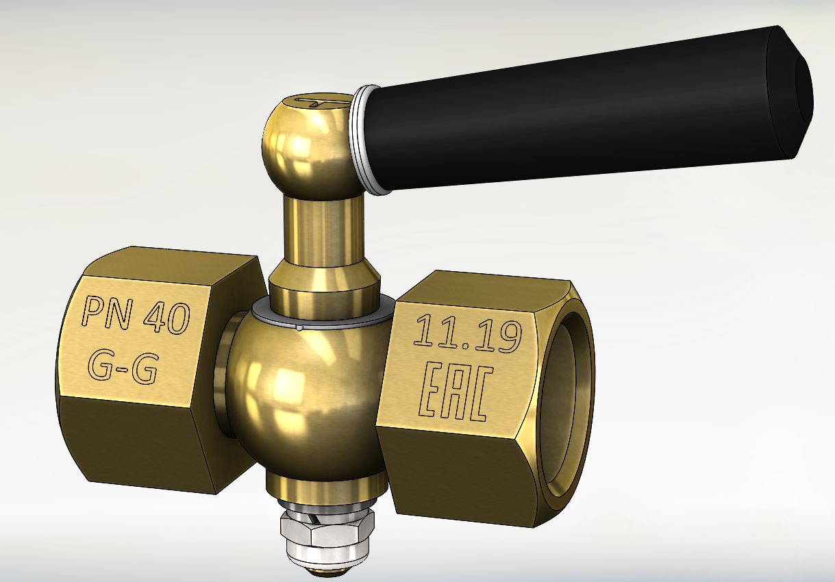 06252015040 Латунный кран трёхходовой для манометра в-в 1/2"-1/2" ручка Ду15