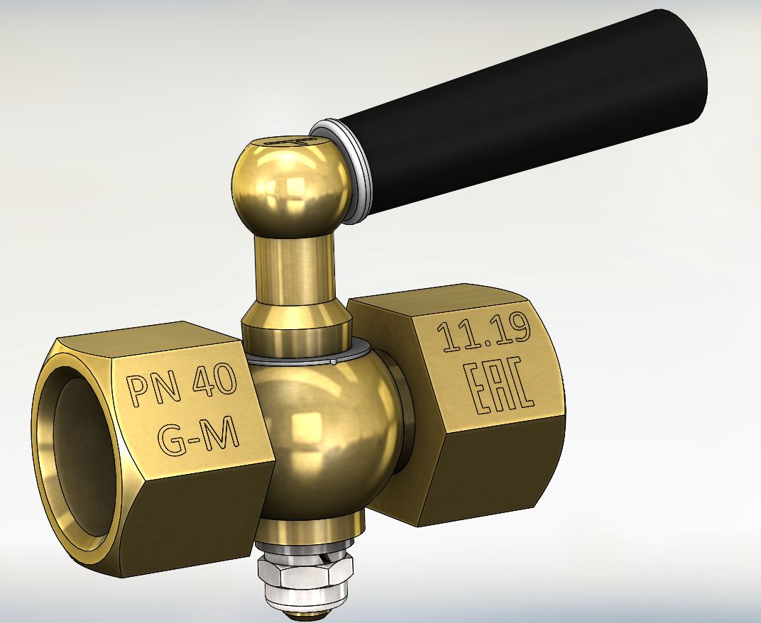06254015040 Латунный кран трёхходовой для манометра в-в 1/2"-М20х1,5" ручка Ду15
