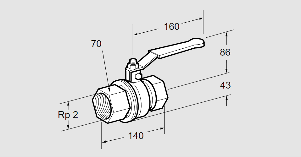 Кран шаровой запорный АКТ 50R50B G2"