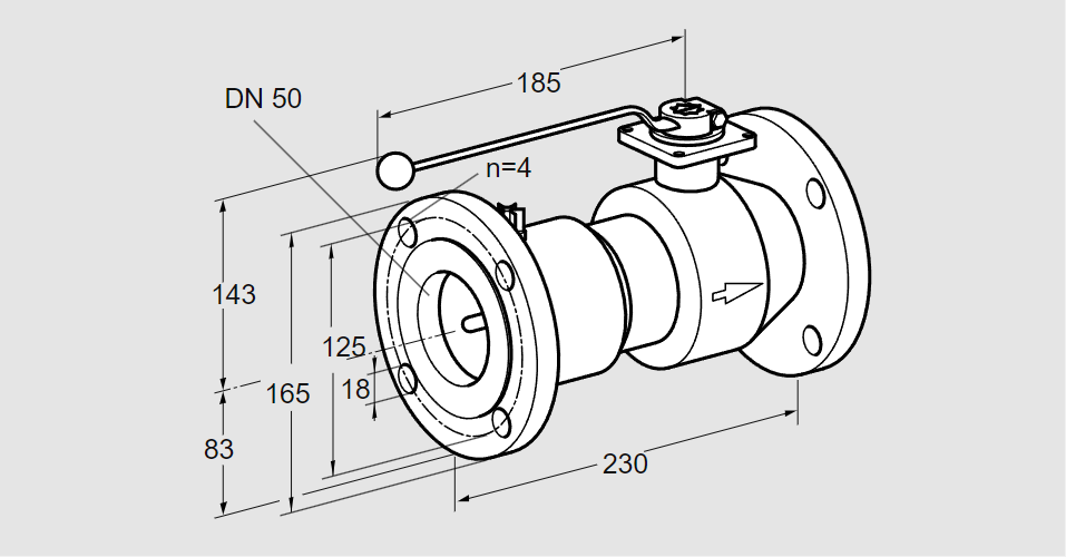 Кран шаровый термозапорный AKT 50F50TAS DN50