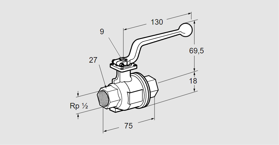Кран шаровой запорный AKT 15R160S G½"