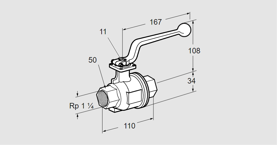 Кран шаровой запорный AKT 32R160S G1¼"