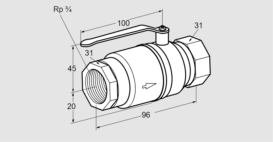 Кран шаровый термозапорный AKT 20R10TAS DN20
