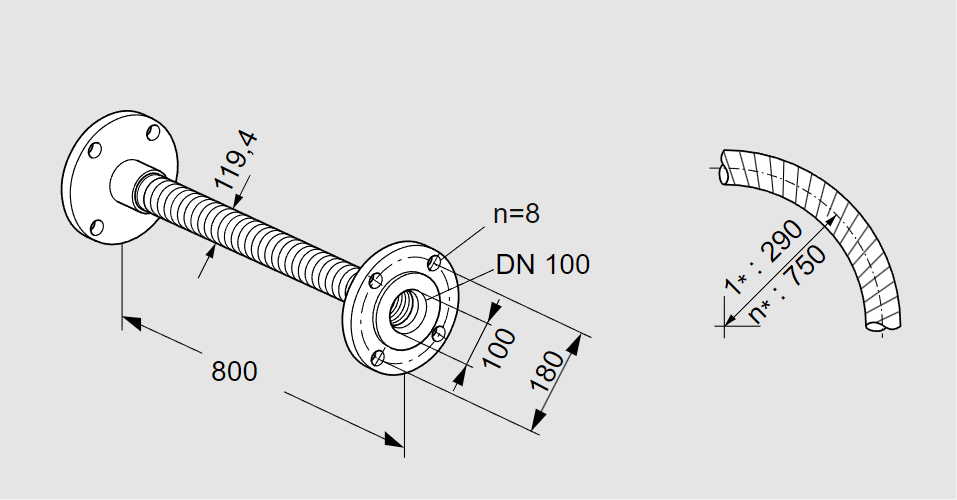 Гибгий шланг ES 100F800