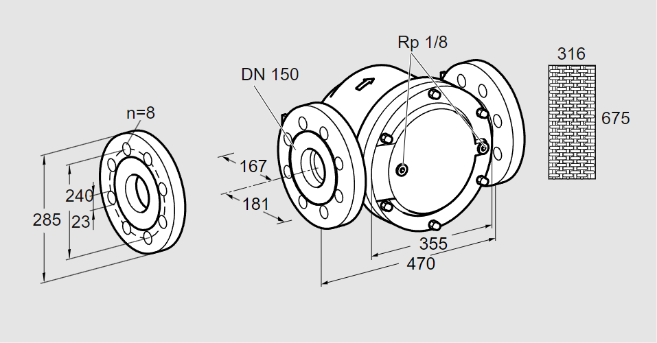 Фильтр газовый GFK 150F10-3  DN150