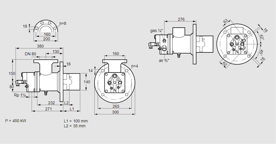 Горелка газовая BIO 140HBL-100/35-(44)E