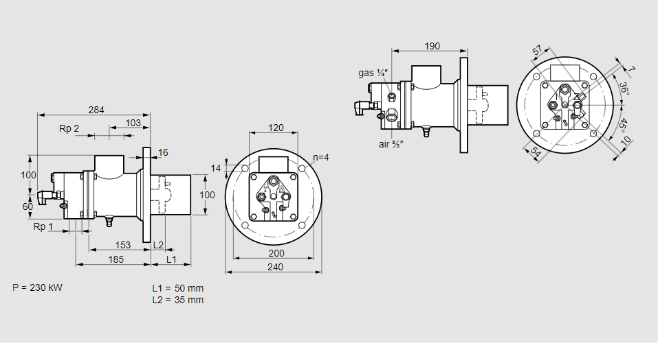 Горелка газовая BIO 100KML-50/35-(117)E
