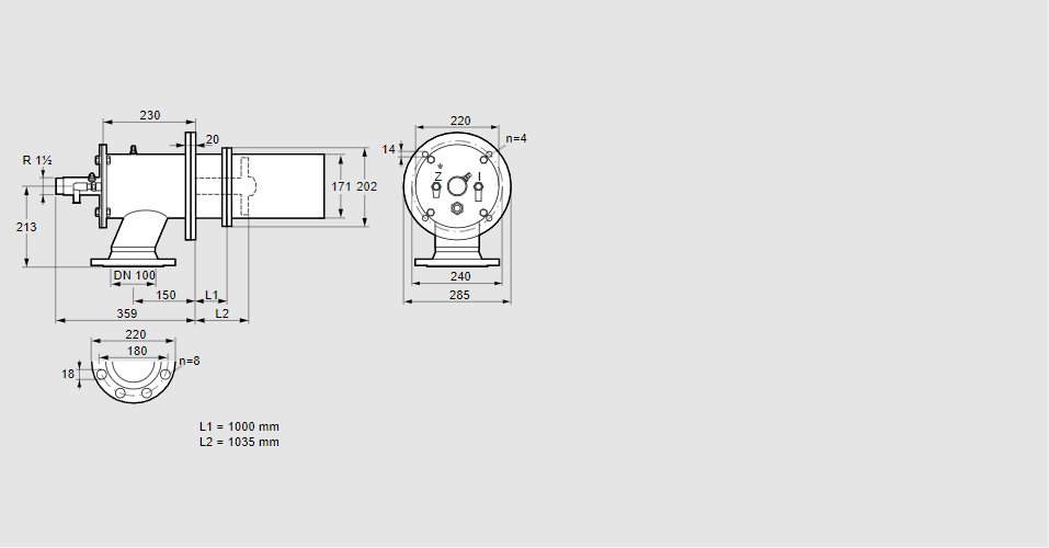 Горелка газовая ZIC 165RB-1000/1035-(17)DB