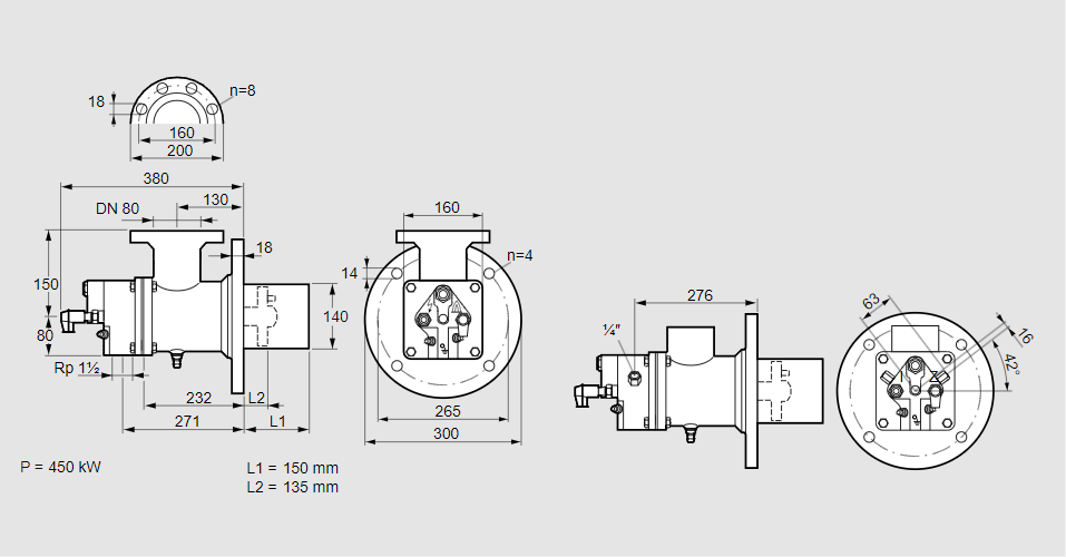 Горелка газовая BIO 140KB-150/135-(66E)E