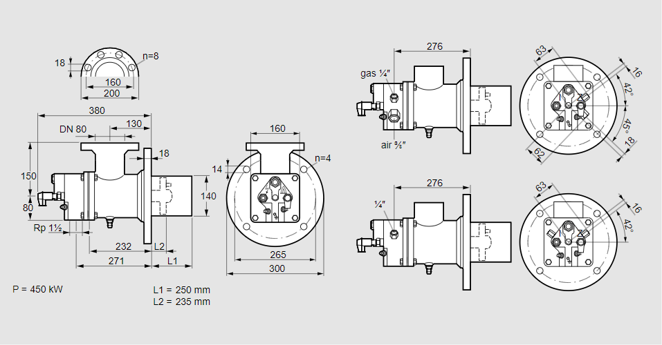 Горелка газовая BIO 140KGL-250/235-(69E)E