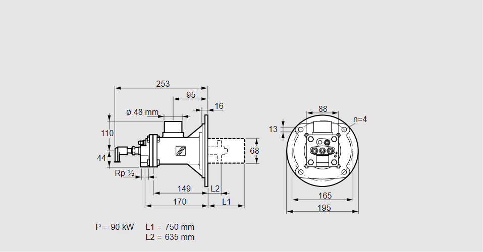 Горелка газовая BIOA 65HB-750/635-(34)DB