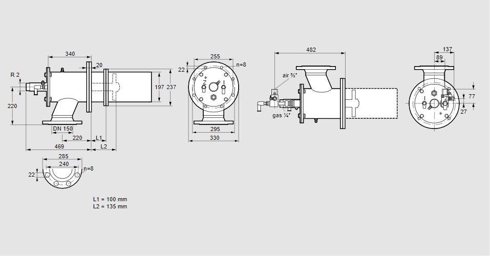 Горелка газовая ZIC 200RBL-100/135-(25)D