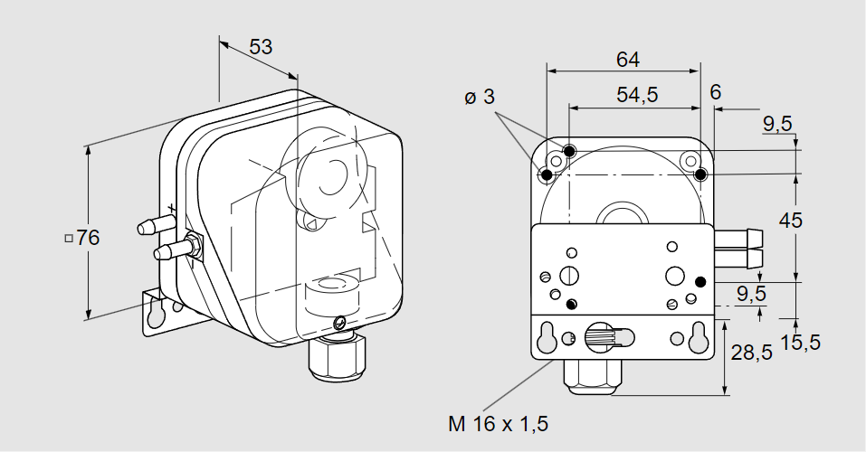 Датчик-реле давления DL 10K-3W