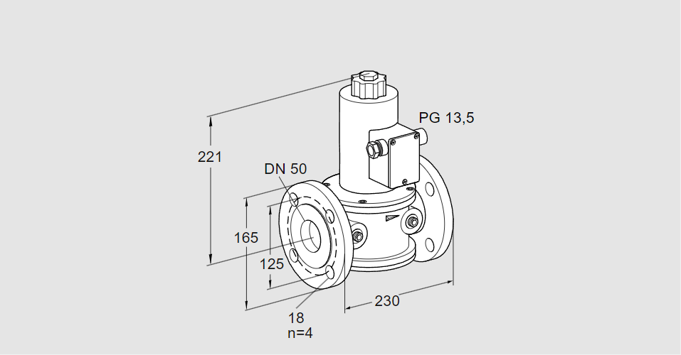 Клапан эл.магнитный газовый VG 50/39F10NQ33