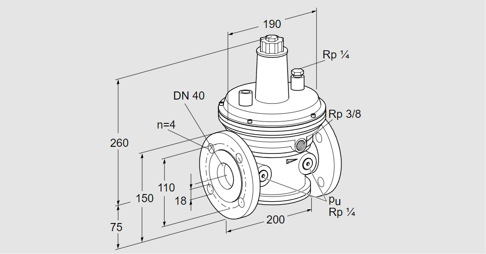 Регулятор давления газа VGBF 40F10-3Z