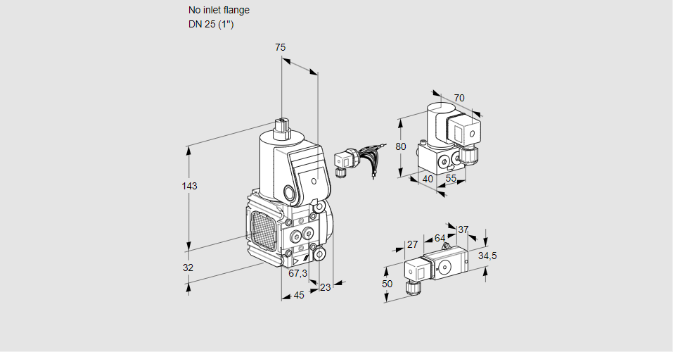 Клапан эл.магнитный газовый VAS 1-/25R/NW