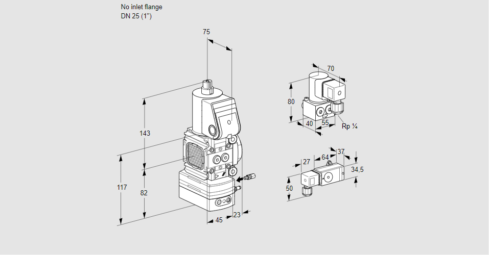 Регулятор соотношения газ/воздух 1:1  с эл.магнитным клапаном VAG 1-/25R/NWAE