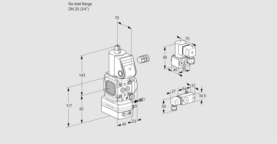 Регулятор соотношения газ/воздух 1:1  с эл.магнитным клапаном VAG 1-/20R/NWAE