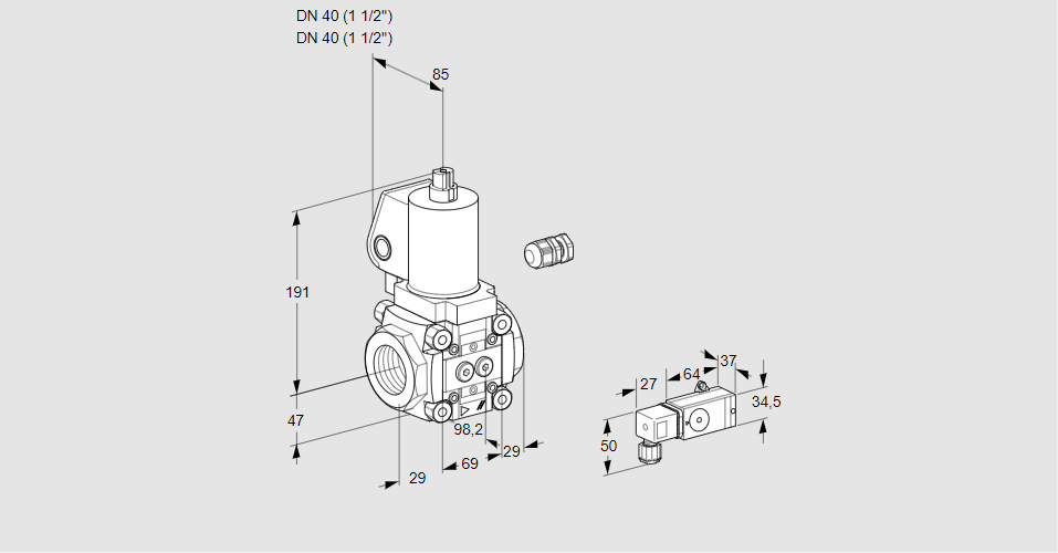 Клапан эл.магнитный газовый VAS 240R/NWSL