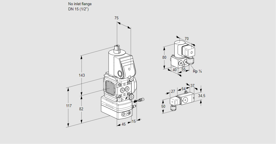 Регулятор соотношения газ/воздух 1:1  с эл.магнитным клапаном VAG 1-/15R/NWBE