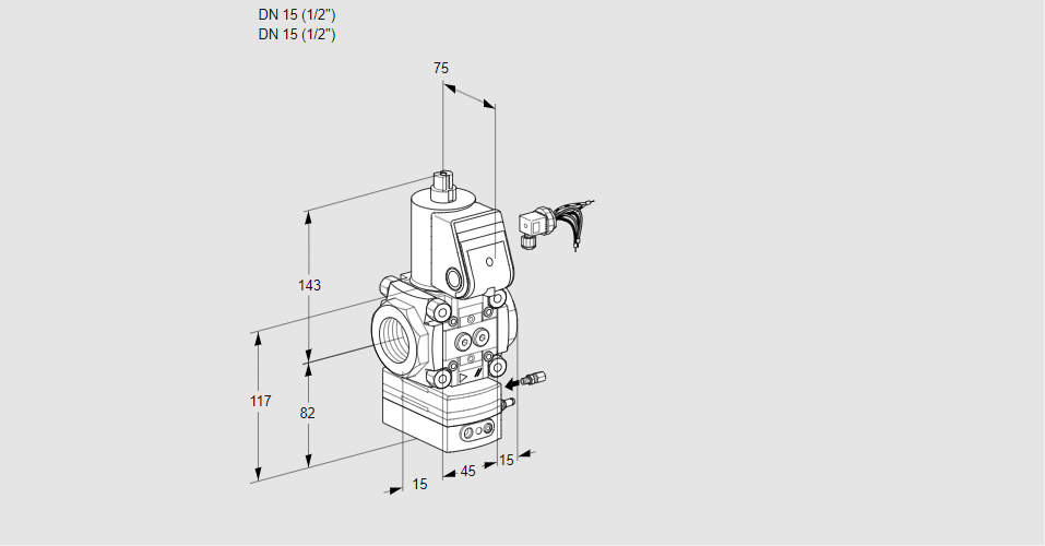Регулятор соотношения газ/воздух 1:1  с эл.магнитным клапаном VAG 115R/NKBE