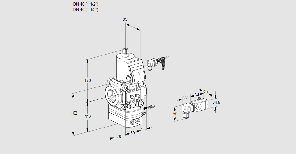Регулятор соотношения газ/воздух 1:1  с эл.магнитным клапаном VAG 240R/NWAE