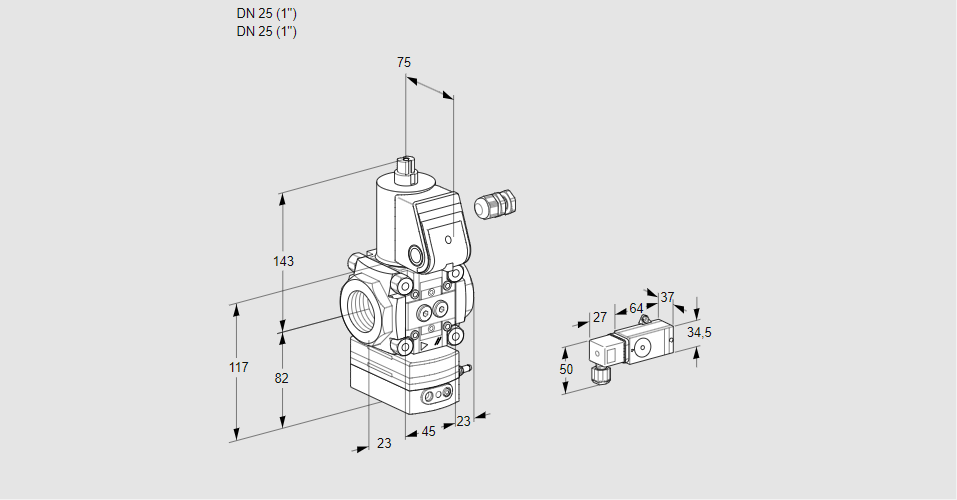 Регулятор давления с эл.магнитным клапаном VAD 125R/NW-100A