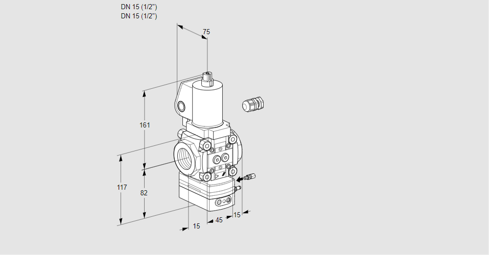 Регулятор соотношения газ/воздух 1:1  с эл.магнитным клапаном VAG 115R/NWSLBE