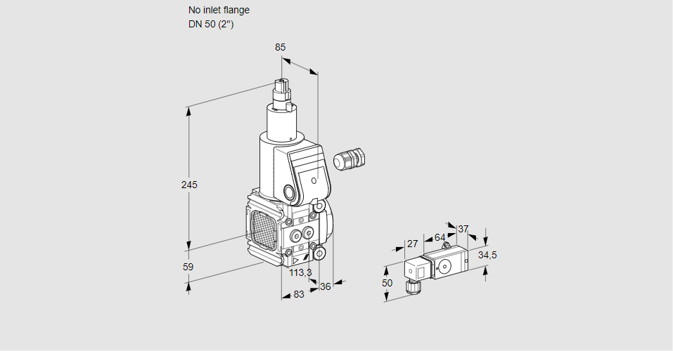 Клапан эл.магнитный газовый VAS 3-/50R/LW