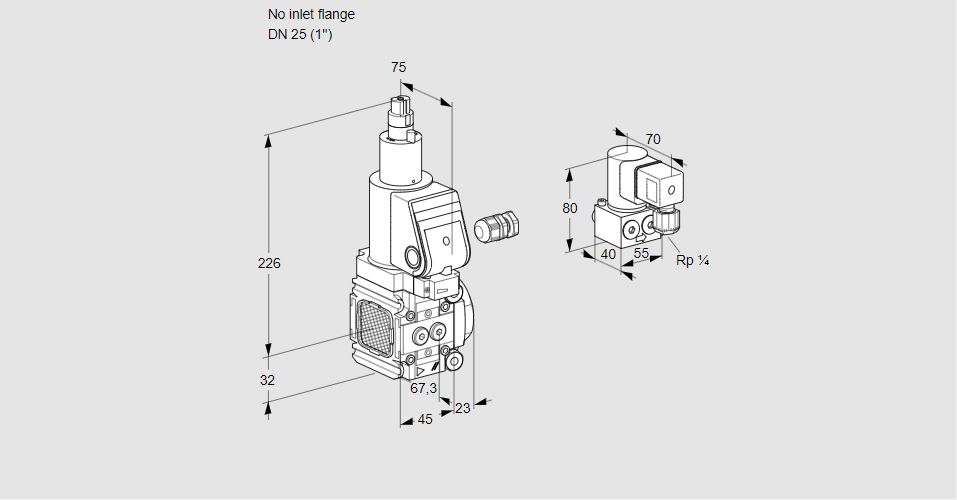Клапан эл.магнитный газовый VAS 1-/25R/LKSR
