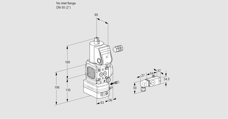 Регулятор соотношения газ/воздух 1:1  с эл.магнитным клапаном VAG 3-/50R/NKAE