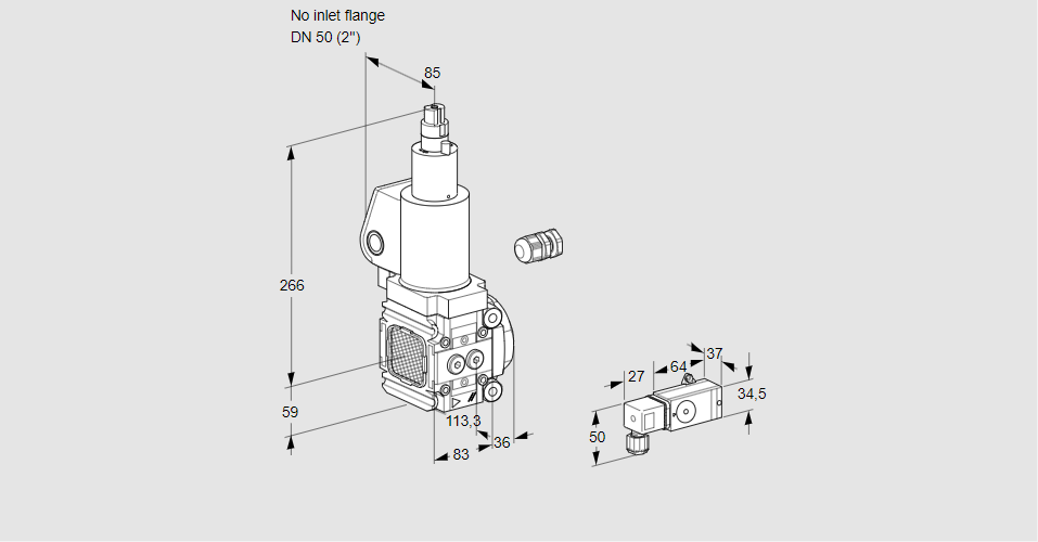 Клапан эл.магнитный газовый VAS 3-/50R/LWSL
