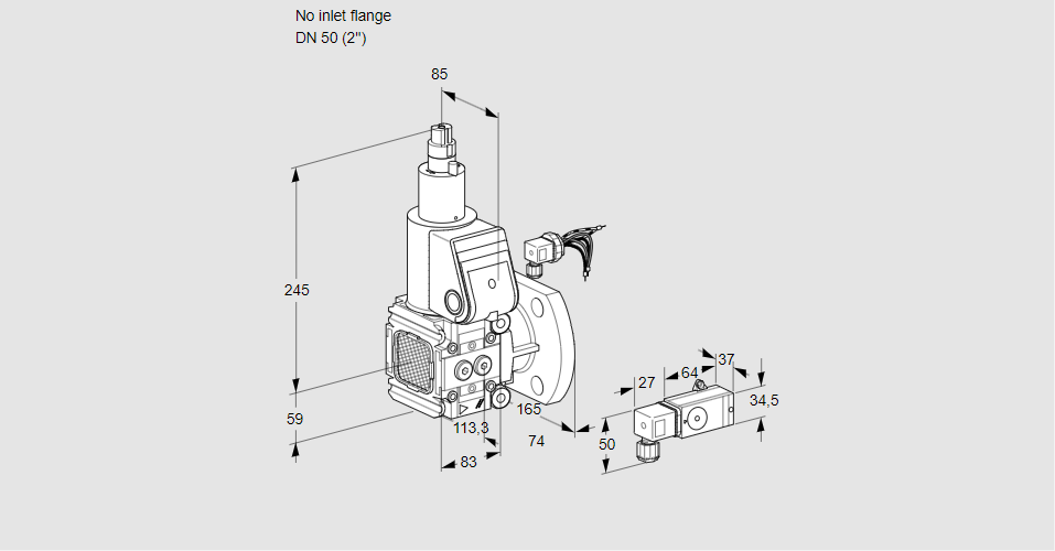 Клапан эл.магнитный газовый VAS 3-/50F/LK