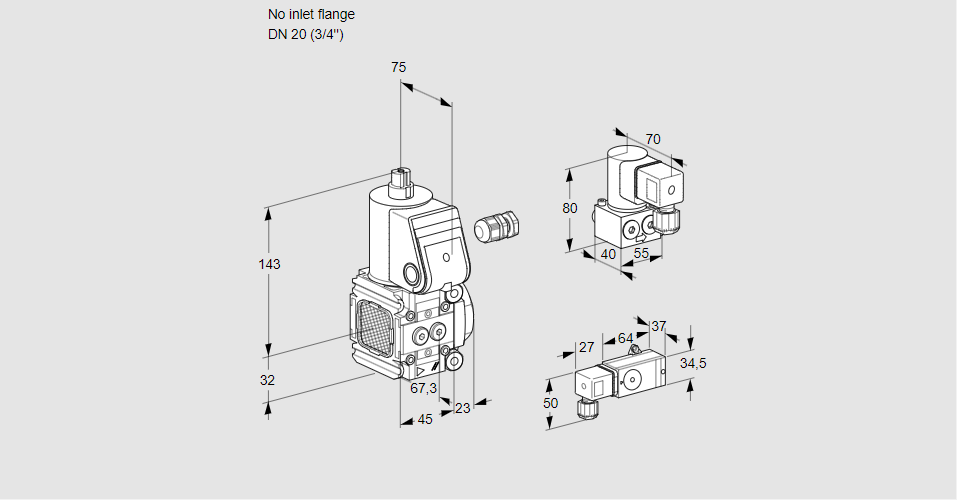 Клапан эл.магнитный газовый VAS 1-/20R/NW