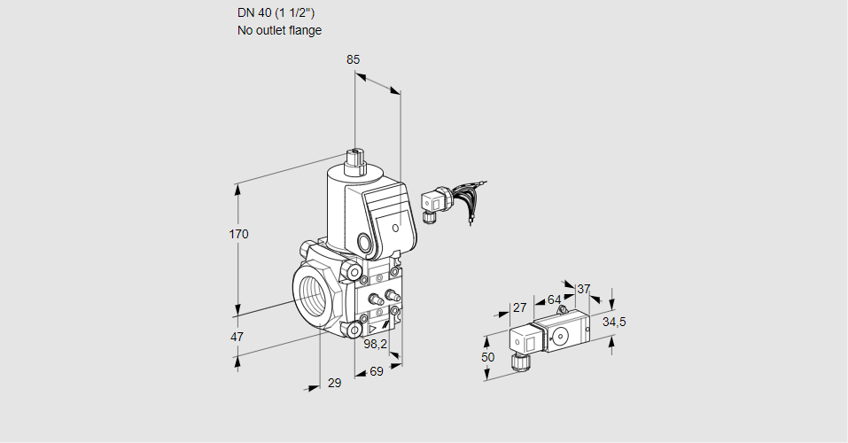 Клапан эл.магнитный газовый VAS 240/-R/NW