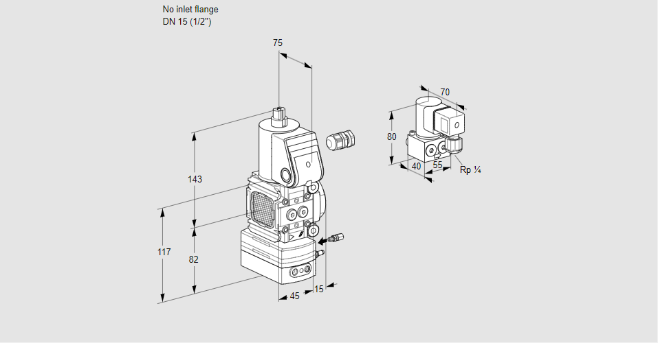 Регулятор соотношения газ/воздух 1:1  с эл.магнитным клапаном VAG 1-/15R/NQBE