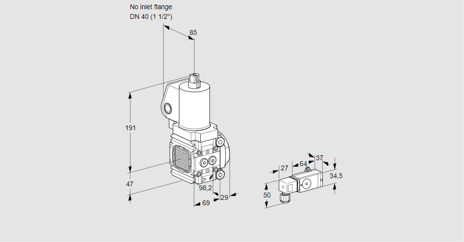 Клапан эл.магнитный газовый VAS 2-/40R/NWSL