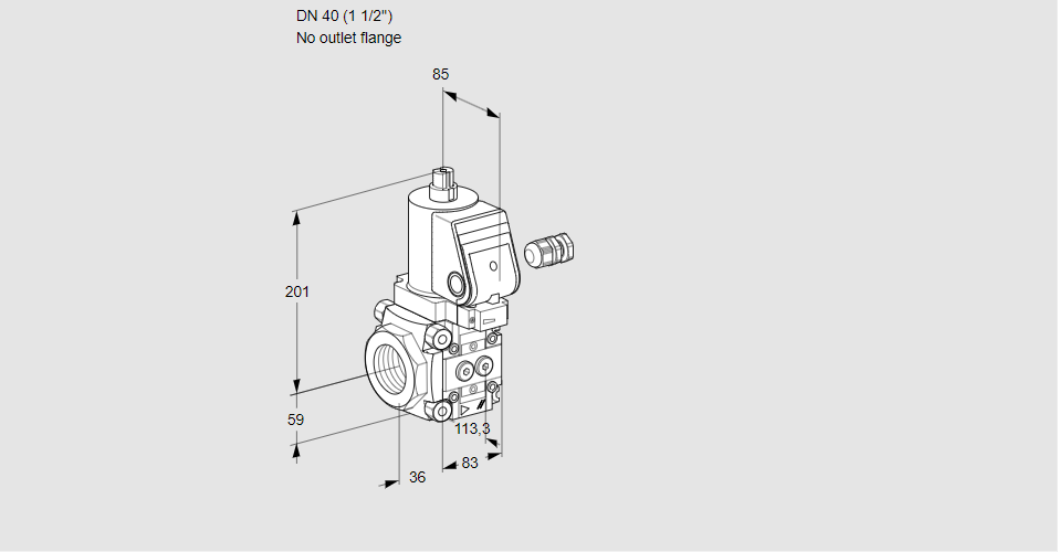 Клапан эл.магнитный газовый VAS 340/-R/NWGR