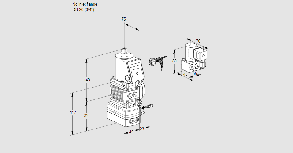 Регулятор соотношения газ/воздух 1:1  с эл.магнитным клапаном VAG 1-/20R/NWAE