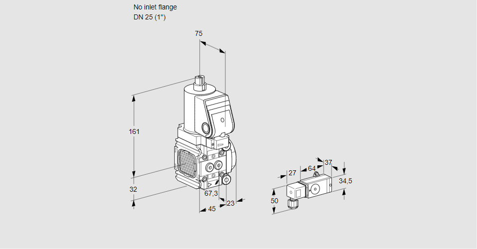 Клапан эл.магнитный газовый VAS 1-/25R/NWGR