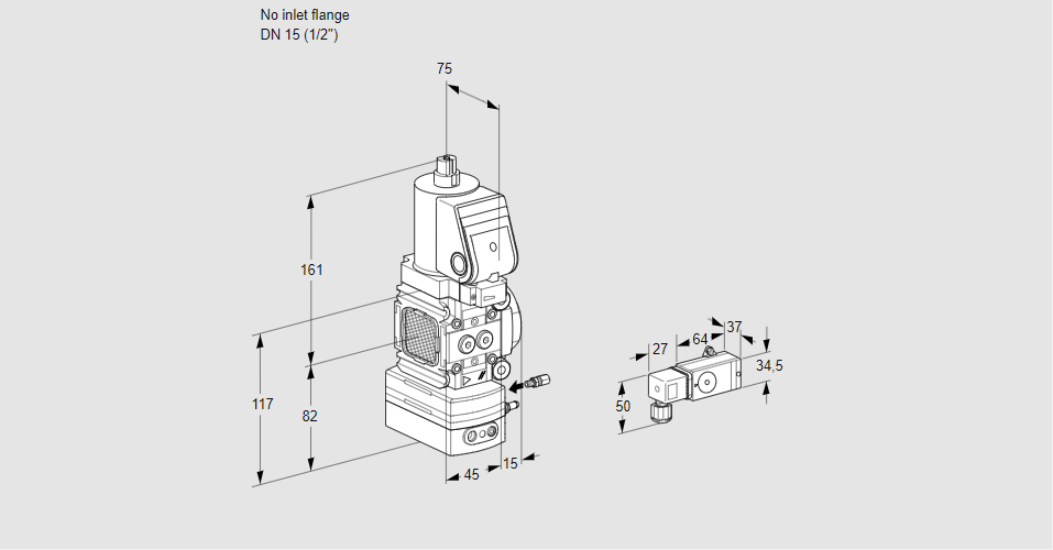 Регулятор соотношения газ/воздух 1:1  с эл.магнитным клапаном VAG 1-/15R/NWGRBE