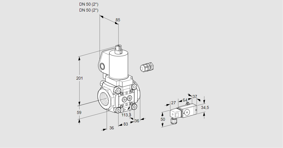 Клапан эл.магнитный газовый VAS 350R/NKGL