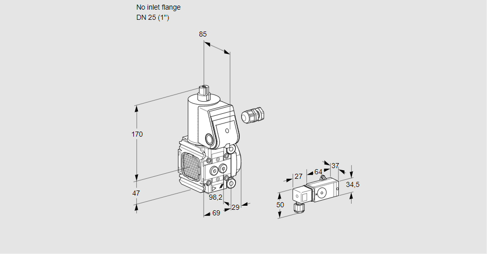 Клапан эл.магнитный газовый VAS 2-/25R/NK