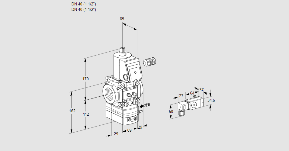 Регулятор соотношения газ/воздух 1:1  с эл.магнитным клапаном VAG 240R/NWAK