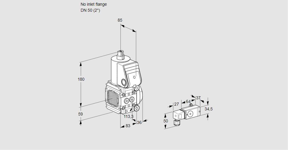 Клапан эл.магнитный газовый VAS 3-/50R/NW