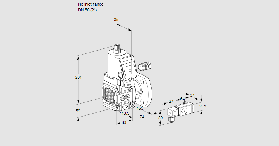 Клапан эл.магнитный газовый VAS 3-/50F/NWSR