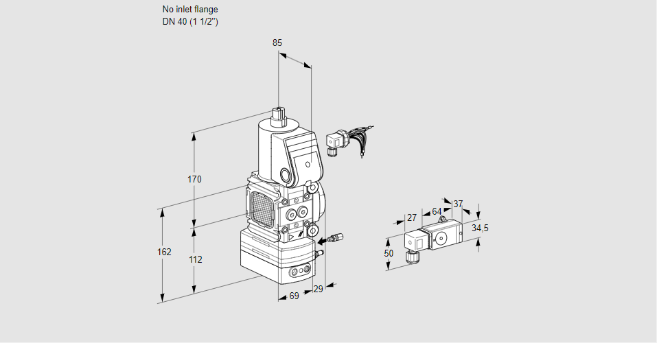 Регулятор соотношения газ/воздух 1:1  с эл.магнитным клапаном VAG 2-/40R/NWAE