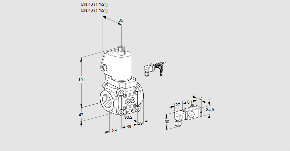 Клапан эл.магнитный газовый VAS 240R/NWGL