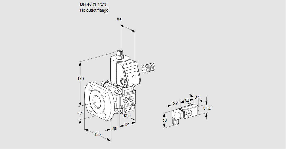 Клапан эл.магнитный газовый VAS 240/-F/NK